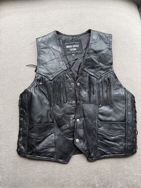 Genuine Buffalo Leather Fringe Vest